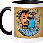 3dRose Cool Zodiac Sign Aquarius As Viewed By The Artificial Intelligence 11oz Two-Tone Black Mug - Aquarius Mug for men