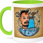 3dRose Cool Zodiac Sign Aquarius As Viewed By The Artificial Intelligence 11oz Two-Tone Green Mug - Aquarius Mug for men