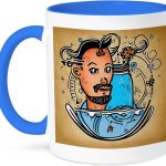 3dRose Cool Zodiac Sign Aquarius As Viewed By The Artificial Intelligence 15oz Two-Tone Blue Mug - Aquarius Mug for men