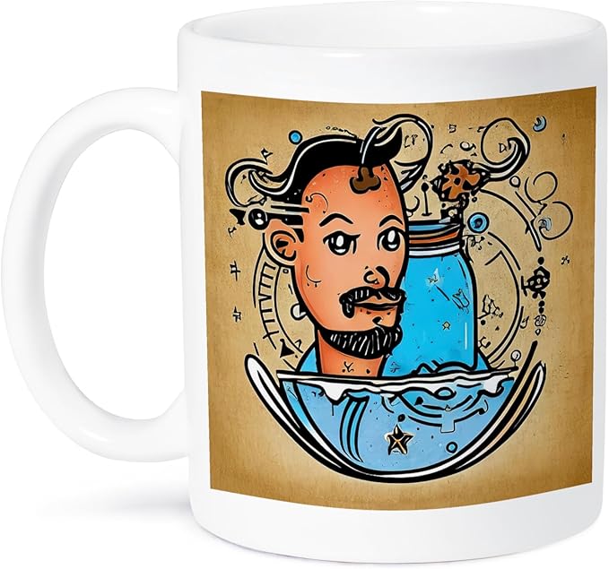 3dRose Cool Zodiac Sign Aquarius As Viewed By The Artificial Intelligence 15oz Mug - Aquarius Mug for men