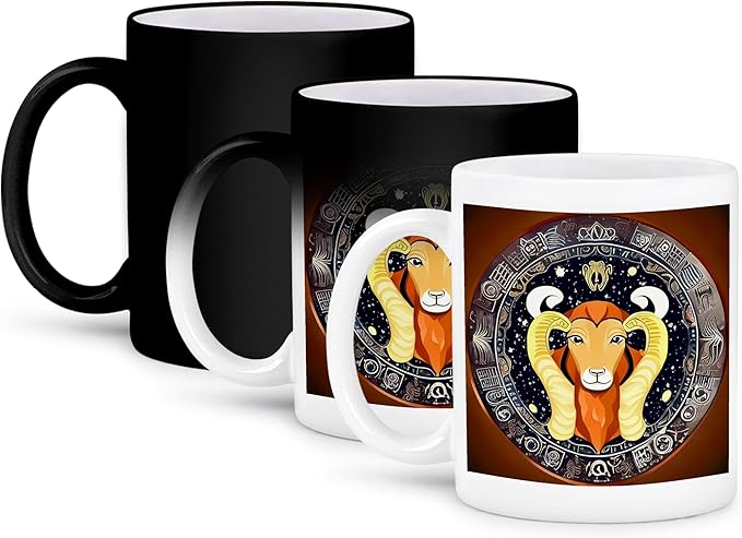 3dRose Zodiac Sign Aries Or Ram In Color As Viewed By AI. Funny gift for you 11oz Magic Transforming Mug - Aries Mug for men