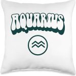 Aquarius Zodiac Retro Horoscope Sign Throw Pillow - Aquarius Pillow for men