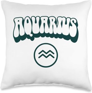 Aquarius Zodiac Retro Horoscope Sign Throw Pillow - Aquarius Pillow for men