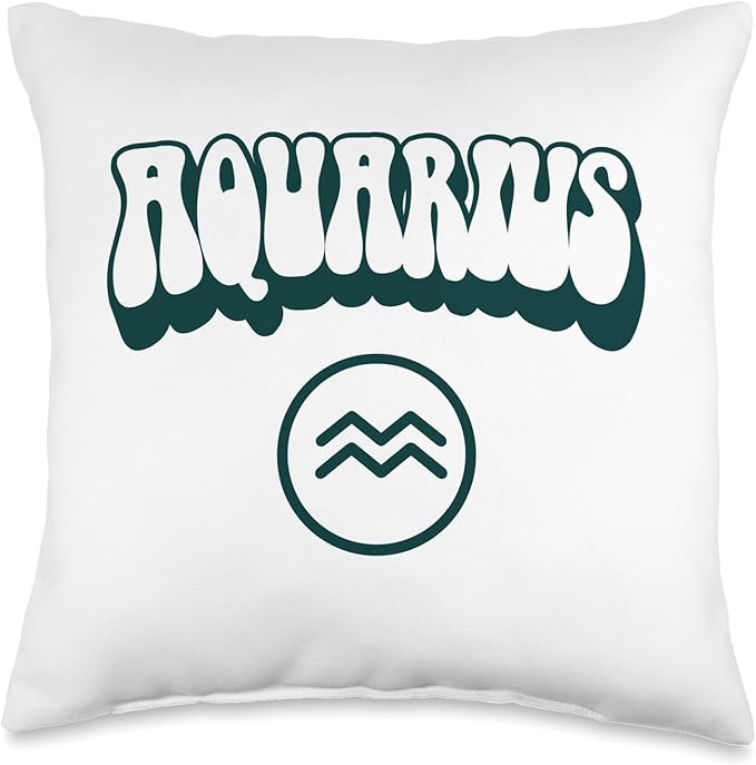 Aquarius Zodiac Retro Horoscope Sign Throw Pillow - Aquarius Pillow for men