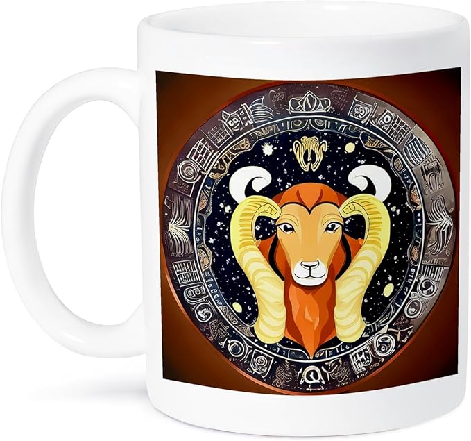 3dRose Zodiac Sign Aries Or Ram In Color As Viewed By AI. Funny gift for you 15oz Mug - Aries Mug for men