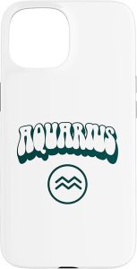 Aquarius Zodiac Retro Horoscope Sign Case for iPhone 15 - Aquarius Phone Case for men