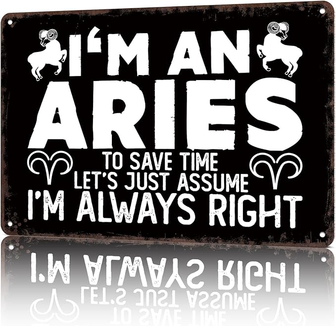 Vintage Metal Signs Astrology Joke Aries Stars Funny Tin Sign Poster Wall Art For Home Room Bedroom Office Decor 8x12inch - Aries Poster for men