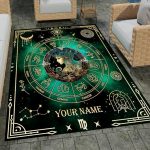 Customized Zodiac Area Rug, Gothic Skeleton Zodiac Sign Carpet, Constellation Sun and Moon Soft Machine Washable Non-Slip Rug, Witchy Style, Astrology Chart for Home Decor (Virgo) - Virgo Car Floor Mat for men