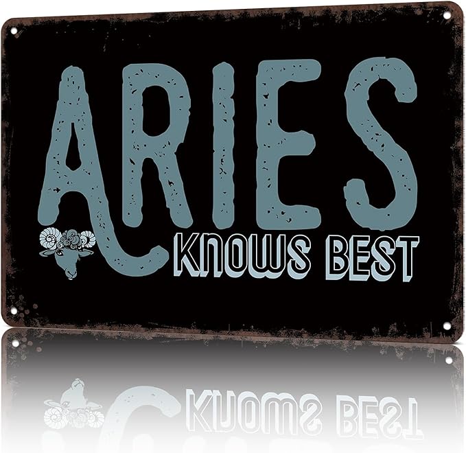 Vintage Metal Signs Aries Horoscope Zodiac Sun Funny Tin Sign Poster Wall Art For Home Room Bedroom Office Decor 8x12inch - Aries Poster for men
