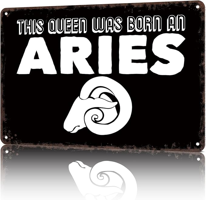 Vintage Metal Signs Aries Queen Zodiac Sun Ram Funny Tin Sign Poster Wall Art For Home Room Bedroom Office Decor 8x12inch - Aries Poster for men