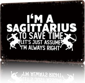 Vintage Metal Signs Sagittarius Zodiac Archer Funny Tin Sign Poster Wall Art For Home Room Bedroom Office Decor 8x12inch - Sagittarius Home Decor for men