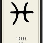 Pisces Zodiac Sign Poster Canvas Print Minimalist Aesthetic Wall Art Painting Pictures Wall Decor Elegant Home Decor for Living Room Bedroom Office Apartment Decoration (Wood Framed,8L X12W) - Pisces Canvas for men