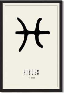 Pisces Zodiac Sign Poster Canvas Print Minimalist Aesthetic Wall Art Painting Pictures Wall Decor Elegant Home Decor for Living Room Bedroom Office Apartment Decoration (Wood Framed,8L X12W) - Pisces Canvas for men