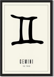 Gemini Zodiac Sign Poster Canvas Print Minimalist Aesthetic Wall Art Painting Pictures Wall Decor Elegant Home Decor for Living Room Bedroom Office Apartment Decoration Art Print (Wood Framed,8L"X12W") - Gemini Canvas for men