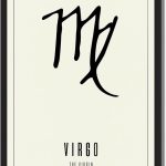 Virgo Zodiac Sign Poster Canvas Print Minimalist Aesthetic Wall Art Elegant Painting Pictures Wall Decor for Living Room Bedroom Home Decor Astrology Art Print for Apartment Office (Wood Framed,8L"X12W") - Virgo Poster for men