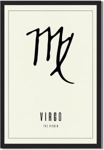 Virgo Zodiac Sign Poster Canvas Print Minimalist Aesthetic Wall Art Elegant Painting Pictures Wall Decor for Living Room Bedroom Home Decor Astrology Art Print for Apartment Office (Wood Framed,8L"X12W") - Virgo Poster for men