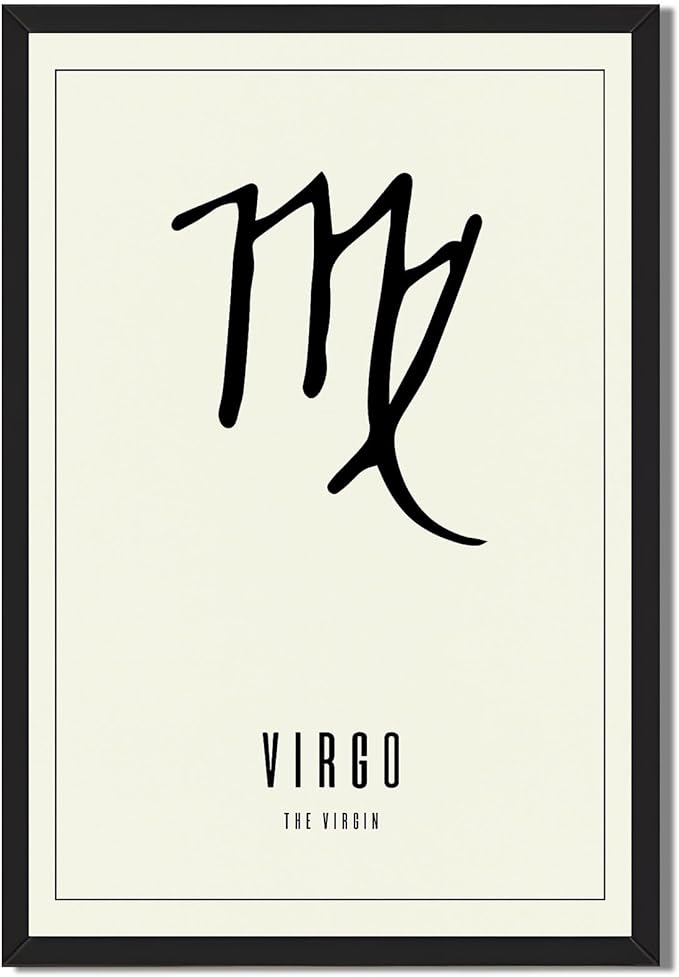 Virgo Zodiac Sign Poster Canvas Print Minimalist Aesthetic Wall Art Elegant Painting Pictures Wall Decor for Living Room Bedroom Home Decor Astrology Art Print for Apartment Office (Wood Framed,8L"X12W") - Virgo Poster for men
