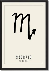 Scorpio Zodiac Poster Canvas Print Art Print,Minimalist Aesthetic Wall Art, Elegant Painting Pictures, Scorpio Constellation Wall Decor,for Bedroom,Dorm Room Home Decor (Wood Framed,8L X12W) - Scorpio Canvas for men