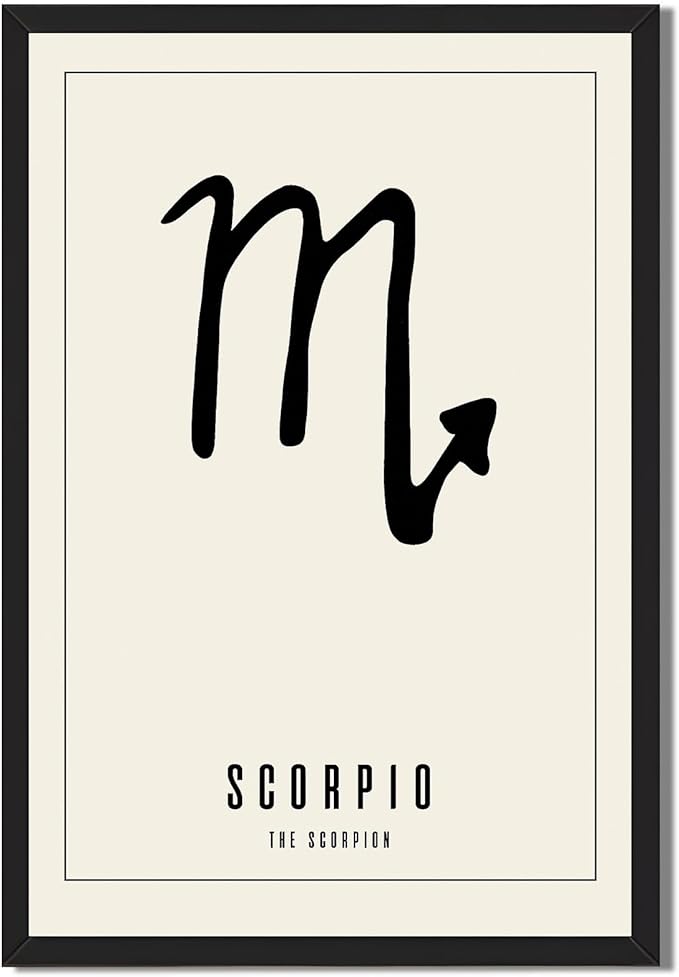 Scorpio Zodiac Poster Canvas Print Art Print,Minimalist Aesthetic Wall Art, Elegant Painting Pictures, Scorpio Constellation Wall Decor,for Bedroom,Dorm Room Home Decor (Wood Framed,8L X12W) - Scorpio Canvas for men