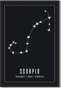 Scorpio Zodiac Poster Canvas Print Art Print, Modern Wall Art, Stunning Pictures,Minimalist Aesthetic Wall Decor, Horoscope Painting for Bedroom Living Room Home Decoration (Wood Framed,8L X12W) - Scorpio Canvas for men