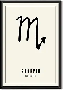 Scorpio Poster Canvas Print Art Print, Minimalist Aesthetic Wall Art, Elegant Painting Pictures for Living Room Bedroom Wall Decoration Home Decor (Wood Framed,8L X12W) - Scorpio Canvas for men