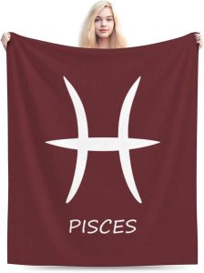 Pisces Sign Throw Blanket - Soft Plush Fleece Blanket for Couch, Bed, Sofa - Home Decor Cozy Blankets Gifts for Women Men, Red, 40x50 Inches - Pisces Home Decor for men