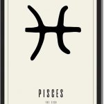 Pisces Zodiac Poster Art Print, Minimalist Aesthetic Canvas Print Wall Art, Elegant Painting Pictures for Home Decor, Wall Decoration for Living Room Apartment (Black Framed,12L X16W) - Pisces Canvas for men
