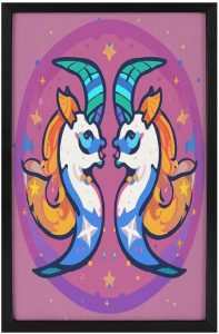 Framed Canvas Wall Art, Gemini Print Wall Art Decor, Wood High Framed Prints Posters for Home, Office, Vertical Layout - Gemini Canvas for men