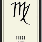 Virgo Zodiac Poster Art Print, Minimalist Aesthetic Canvas Print, Trendy Painting Wall Art, Exquisite Pictures for Living Room Home Decor, Apartment Wall Decoration, Office Decor (Black Framed,12L"X16W") - Virgo Poster for men