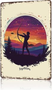 Funny Metal Sign Sagittarius Zodiac Vintage Tin Signs Poster For Home Room Bedroom Office Decor 8x12inch - Sagittarius Home Decor for men