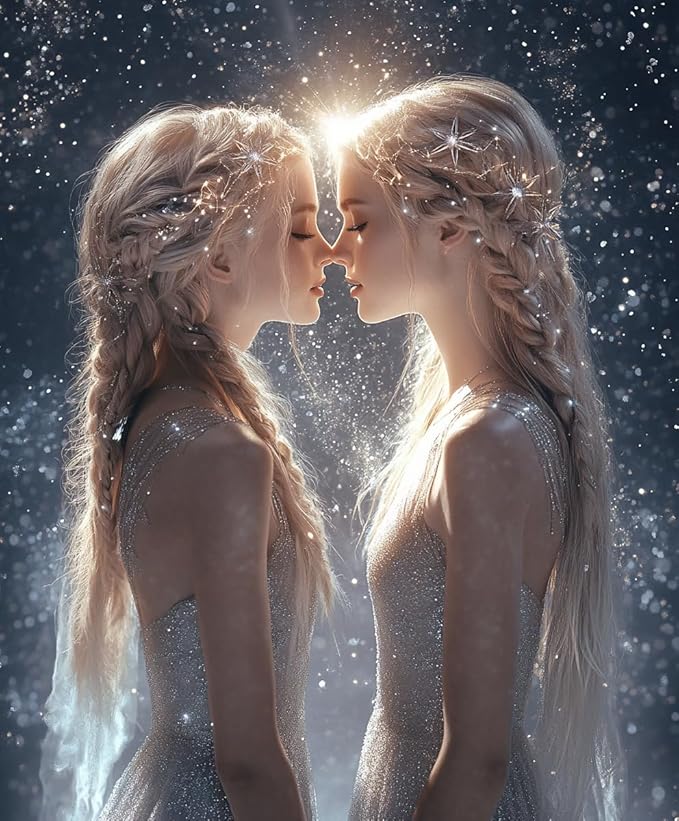 Gemini Zodiac Sign, Cosmic Twin Girls Poster Semi-Gloss, Wall Art Print, Perfect for Framing 90x60cm, 24x36" Home Decor Picture large Poster Only - Gemini Canvas for men