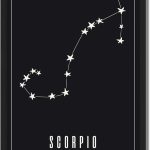 Scorpio Zodiac Poster Canvas Print Minimalist Aesthetic Wall Art, Elegant Painting Pictures for Living Room Wall Decor, Bedroom Home Decoration Art Print (Black Framed,12L X16W) - Scorpio Canvas for men