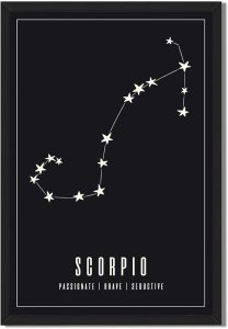 Scorpio Zodiac Poster Canvas Print Minimalist Aesthetic Wall Art, Elegant Painting Pictures for Living Room Wall Decor, Bedroom Home Decoration Art Print (Black Framed,12L X16W) - Scorpio Canvas for men