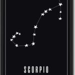 Scorpio Constellation Canvas Print, Minimalist Aesthetic Wall Art, Elegant Painting Pictures for Dorm Room Decoration, Zodiac Art Print, Home Decor, Wall Decor (Black Framed,12L X16W) - Scorpio Canvas for men