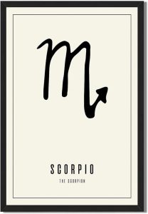 Scorpio Zodiac Poster Canvas Print, Minimalist Aesthetic Wall Art, Trendy Painting Pictures for Living Room Decoration, Exquisite Dorm Room Home Decor (Black Framed,12L X16W) - Scorpio Canvas for men