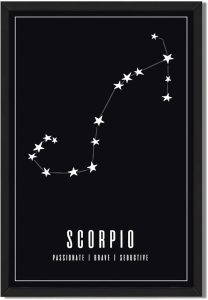 Scorpio Constellation Poster Canvas Print Art Print, Minimalist Aesthetic Painting, Trendy Wall Art, Elegant Home Decor, Wall Decoration for Living Room, Bedroom, Dorm Room (Black Framed,12L X16W) - Scorpio Canvas for men