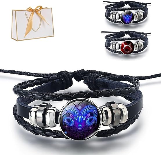 Spiriletta Pulseras Amuleto Espiritual, Spiritual Bracelets for Women, Zodiac Signs Spirit Bracelet, Zodiac Jewelry for Constellation Lover, Birthday Jewelry Gifts for Women/Men - Aries Bracelet for men