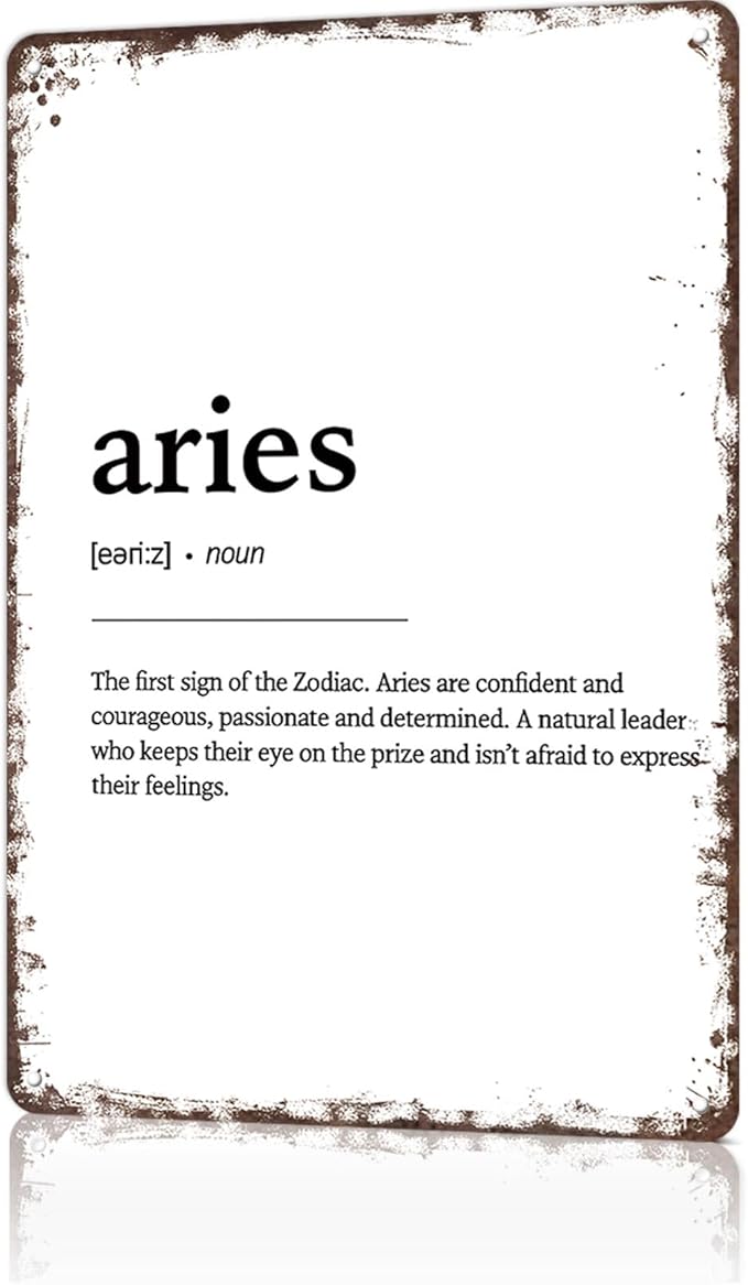 LAHUTK Funny Signs Poster Aries Definition Metal Wall Art for Office Dorm Room Bar Garage Decor 8X12inch - Aries Poster for men