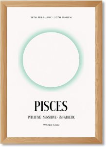 Pisces Zodiac Sign Canvas Print Art Print Minimalist Aesthetic Wall Art Painting Trendy Exquisite Wall Decor Horoscope Pictures for Bedroom Wall Decoration Dorm Room Art Print (Wood Framed,8L x 12W) - Pisces Canvas for men