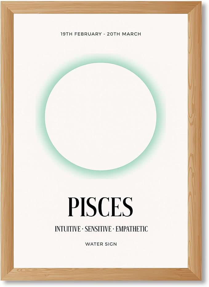Pisces Zodiac Sign Canvas Print Art Print Minimalist Aesthetic Wall Art Painting Trendy Exquisite Wall Decor Horoscope Pictures for Bedroom Wall Decoration Dorm Room Art Print (Wood Framed,8L x 12W) - Pisces Canvas for men