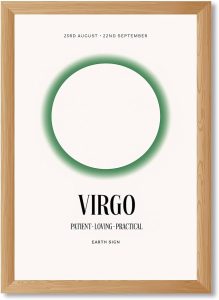 Virgo Zodiac Sign Canvas Print Wall Art Minimalist Aesthetic Elegant Wall Decor Earth Sign Poster Painting Pictures for Living Room Bedroom Dorm Room Decoration (Wood Framed,8L x 12W) - Virgo Poster for men