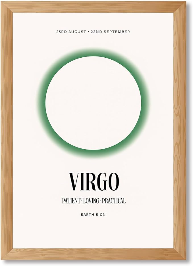Virgo Zodiac Sign Canvas Print Wall Art Minimalist Aesthetic Elegant Wall Decor Earth Sign Poster Painting Pictures for Living Room Bedroom Dorm Room Decoration (Wood Framed,8L x 12W) - Virgo Poster for men