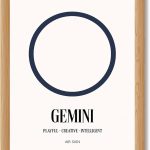 Gemini Zodiac Sign Canvas Print Art Print Modern Wall Art Painting Elegant Home Decor Playful Pictures for Living Room Minimalist Aesthetic Decoration for Bedroom Air Sign Wall Decor Art Print (Wood Framed,8L" x 12W") - Gemini Canvas for men