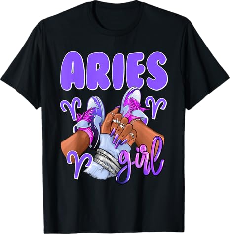 Aries Girl African American Women Sneakers Zodiac T-Shirt - Aries T-Shirt for men