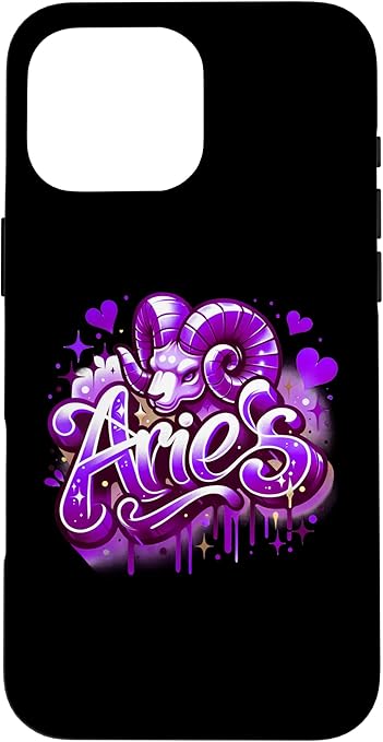 Purple Aries Zodiac Star Sign Case for iPhone 16 Pro Max - Aries Phone Case for men