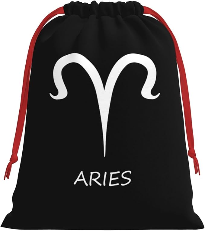 NUSDB Aries Sign Christmas Gift Bags, Santa Wrapping Bags, Xmas Presents Bag With Drawstring, Holiday Party Favors Birthday & Christmas Gift (Large Medium Small) - Aries Canvas for men