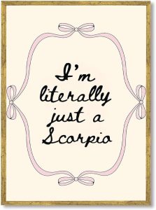 Scorpio Zodiac Poster Canvas Print Art Print Trendy Wall Art Cute Painting Pictures Wall Decor Aesthetic Home Decor Office Dorm Room Decoration (Gold Framed,12L X16W) - Scorpio Canvas for men