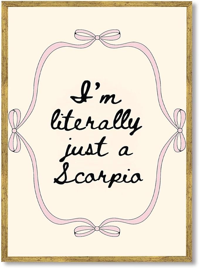 Scorpio Zodiac Poster Canvas Print Art Print Trendy Wall Art Cute Painting Pictures Wall Decor Aesthetic Home Decor Office Dorm Room Decoration (Gold Framed,12L X16W) - Scorpio Canvas for men