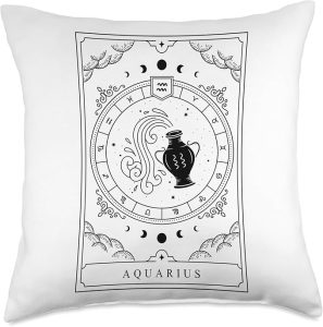 Aquarius Tarot Card Zodiac Throw Pillow - Aquarius Pillow for men