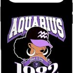 Aquarius 1982 Astro Year Melanin Queen Afro Goddess Case for iPhone 17 Pro Max - Aquarius Phone Case for men